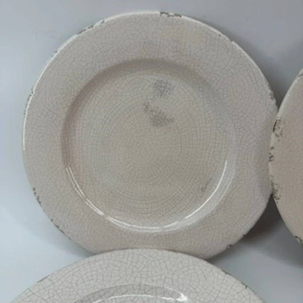 4 Williams Sonoma Crackle Glaze Salad Plates Cream Made‎ in Italy Rustic 9